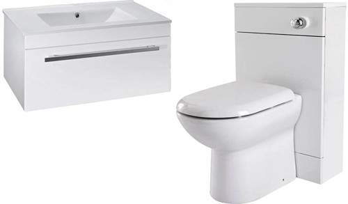 Premier Cardinal 800mm Vanity Unit Suite With BTW Unit, Pan & Seat (White).