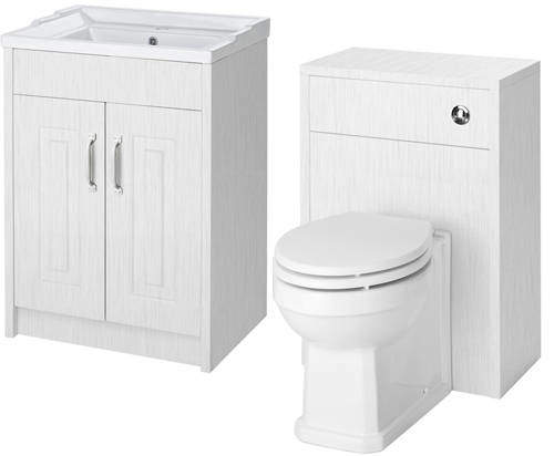 Old London York 600mm Vanity Unit & 500mm WC Unit Pack (White).