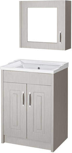 Old London York 600mm Vanity Unit & Mirror Cabinet Pack (Grey).