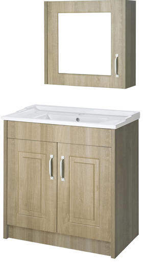 Old London York 800mm Vanity Unit & Mirror Cabinet Pack (Oak).