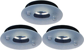 Lights 3 x Low voltage black & glass downlight with lamps & transformers.