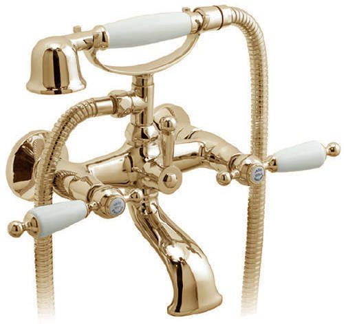 Vado Kensington Wall Mounted Bath Shower Mixer Tap (Gold & White).