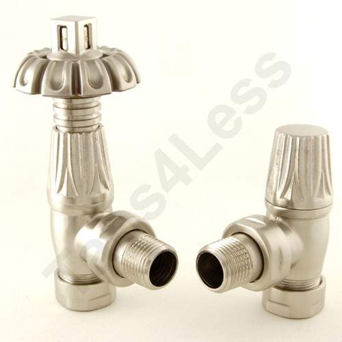 Crown Radiator Valves Thermostatic Angled Radiator Valves (S Nickel).