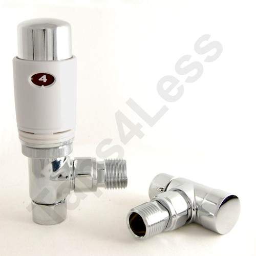 Crown Radiator Valves Thermostatic Angled Radiator Valves (White).