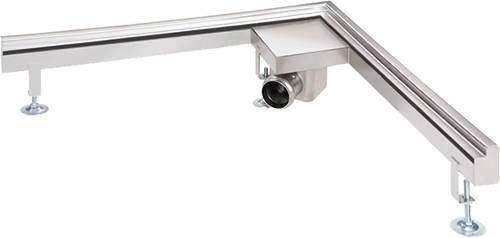 Waterworld Corner Wall Channel Gully 700x700mm (Stainless Steel).