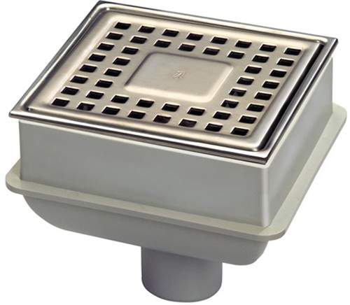 Waterworld Wetroom Gully, Stainless Steel Grate, Bottom Outlet. 158mm