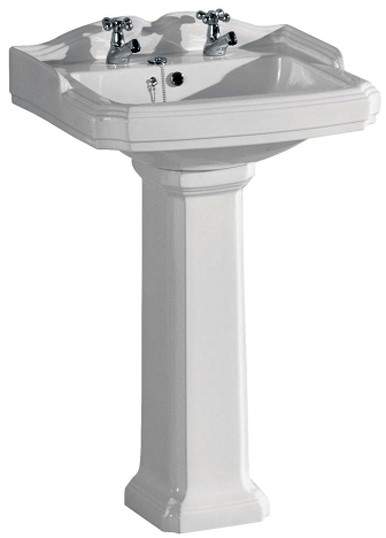 XPress Classic Basin & Pedestal (2 Tap Holes).  Size 580x470mm.