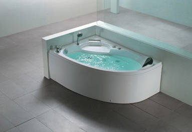 Larger image of Crown Offset Corner Whirlpool Bath. 1500x1000mm (Left Hand).