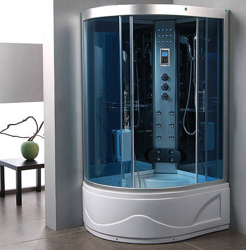 Larger image of Crown Offset Quadrant Steam Shower Cubical. 1150x900mm (Left Hand).