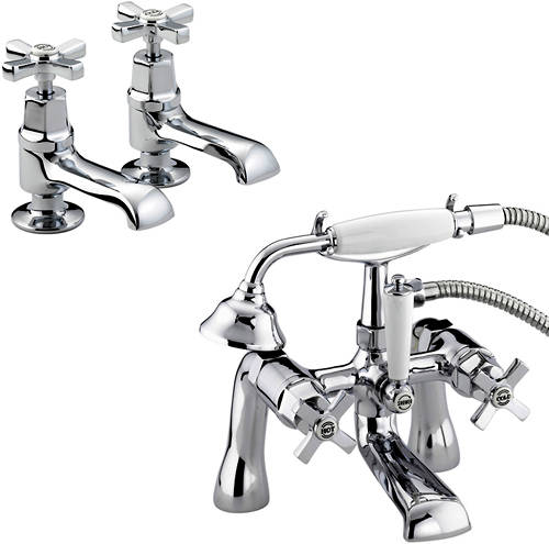 Larger image of Bristan Art Deco Basin & BSM Taps Pack With Ceramic Disc Valves.