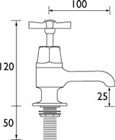 Technical image of Bristan Art Deco Basin & BSM Taps Pack With Ceramic Disc Valves.