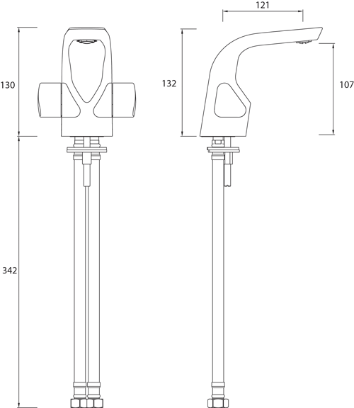 Technical image of Bristan Bright 1 Hole Bath Filler Tap (Chrome).