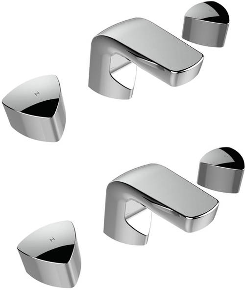 Larger image of Bristan Bright 3 Hole Basin & Bath Filler Taps Pack (Chrome).