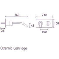 Technical image of Bristan Chill Wall Mounted Single Lever Bath Filler.