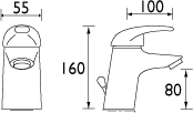 Technical image of Bristan Java Mono Basin Mixer Tap (Chrome).