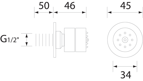 Technical image of Bristan Accessories 4 x Round Body Jet (Chrome).