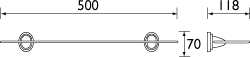 Technical image of Bristan Java 500mm Glass Shelf With Brackets (Chrome).