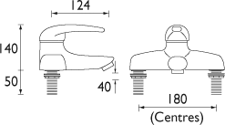 Technical image of Bristan Java Single Lever Bath Filler Tap (Chrome).