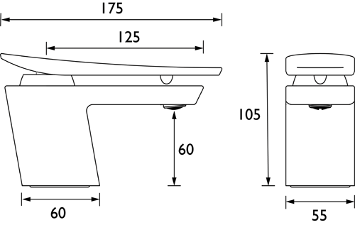 Technical image of Bristan Claret 1 Hole Bath Filler Tap (Silver Sparkle).