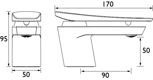 Technical image of Bristan Claret Mono Basin Mixer Tap (Graphite Glisten).