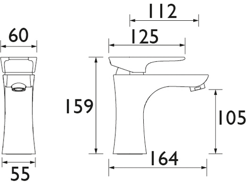 Technical image of Bristan Hourglass 1 Hole Bath Filler Tap (Champagne Shimmer).