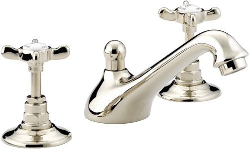 Larger image of Bristan 1901 Three Hole Basin Mixer Tap & Pop Up Waste, Gold Plated. N3HBASGCD