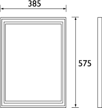 Technical image of Bristan 1901 Mirror, 385W x 575H. Gold Plated.