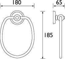 Technical image of Bristan 1901 Towel Ring, Chrome Plated.