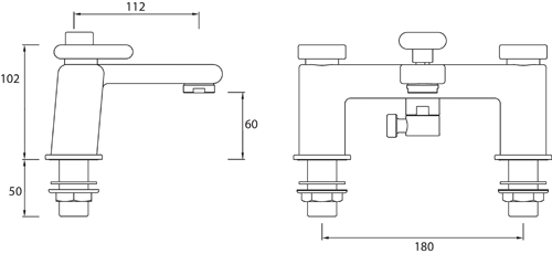 Technical image of Bristan Pivot Bath Shower Mixer Tap (Chrome).