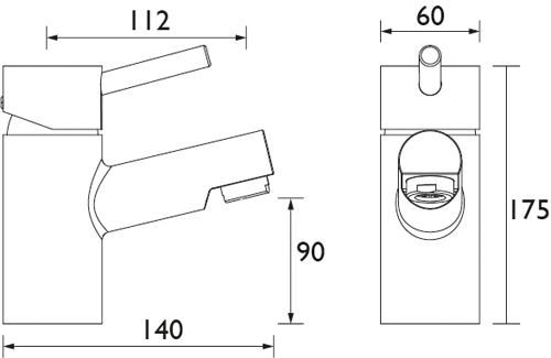 Technical image of Bristan Prism 1 Hole Bath Filler Tap (Chrome).