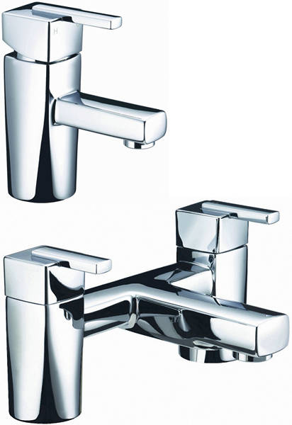 Larger image of Bristan Qube Basin & Bath Filler Taps Pack (Chrome).