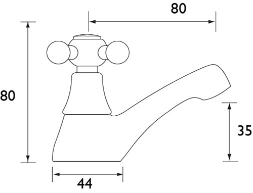 Technical image of Bristan Regency Basin Taps (Pair, Gold).