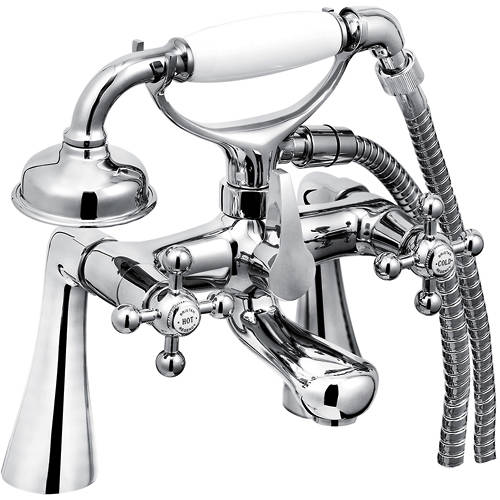 Larger image of Bristan Regency Bath Shower Mixer Tap With Tall Pillars (Chrome).