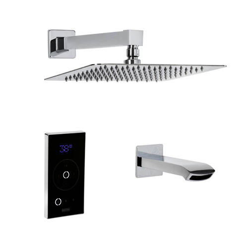 Larger image of Bristan Wave Thermostatic Digital Shower Valve, Head & Bath Spout.