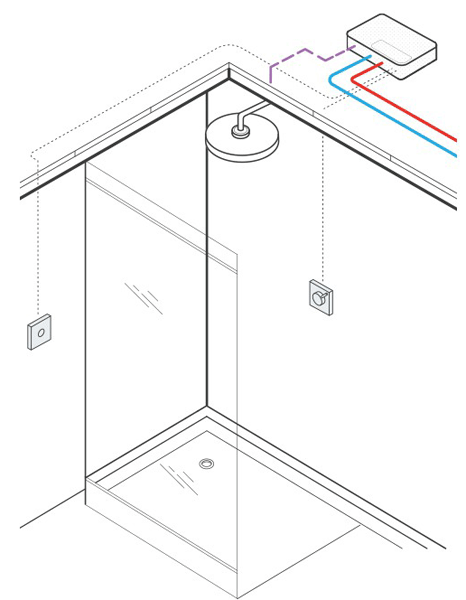 Technical image of Digital Showers Digital Shower Contemporary Remote Control (Chrome).