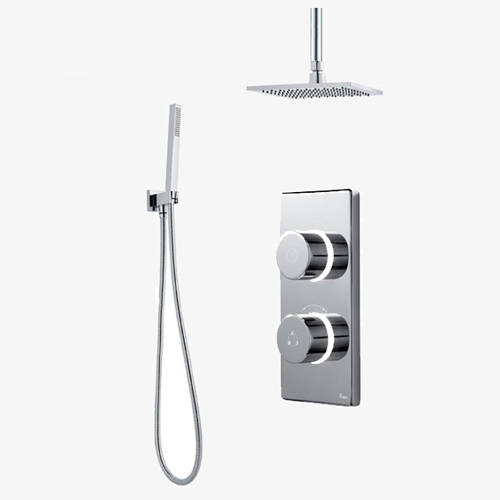 Larger image of Digital Showers Twin Digital Shower Pack, 8" Square Head & Kit (LP).