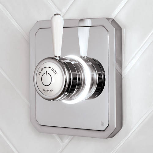 Example image of Digital Showers Digital Shower Valve, Ceiling Arm & 9" Shower Head (HP).