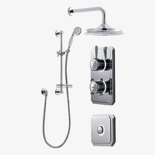 Larger image of Digital Showers Digital Shower Pack, Rail, Basket, 12" Head & Remote (HP).