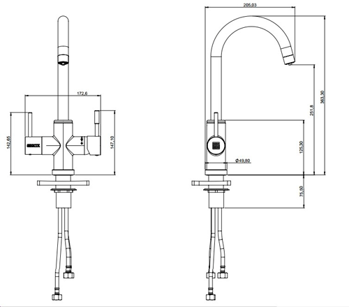 Technical image of Brita Filter Taps Talori 3 In 1 Filter Kitchen Tap With LED Lights (Chrome).