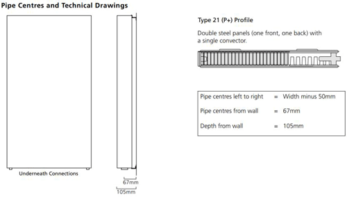 Technical image of Colour Faraday Vertical Radiator 1600x500mm (P+, Silk Grey, 5684 BTUs).