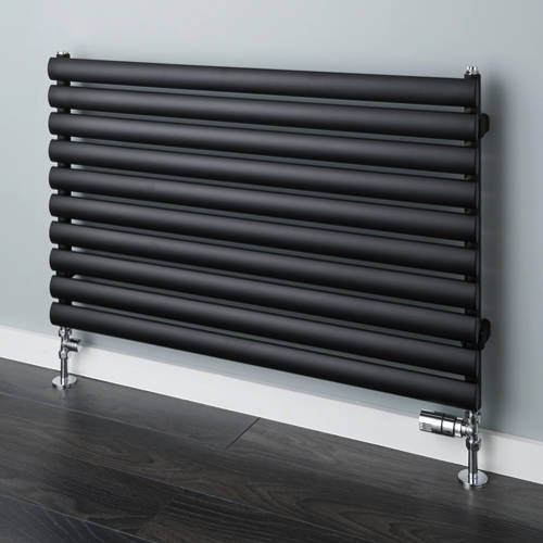 Larger image of Colour Tallis Horizontal Radiator 600x1020mm (Jet Black, 2296 BTUs).