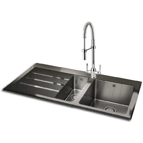 Larger image of Carron Phoenix Silhouette 150 Kitchen Sink 1000x535mm (S Steel, LH).