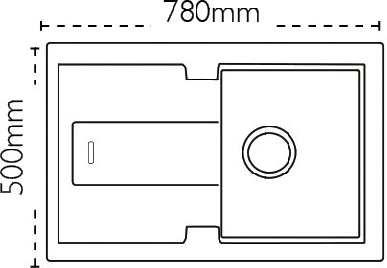 Technical image of Carron Phoenix Bali 100 Single Bowl Granite Sink 780x500mm (Graphite).