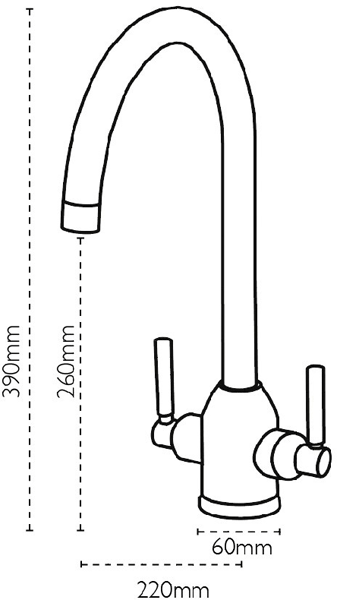 Technical image of Carron Phoenix Dante Filter Kitchen Tap (Chrome).