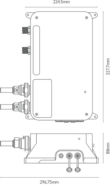 Technical image of Crosswater Kai Lever Showers Digital Shower, Head & Slip Bath Spout (HP).