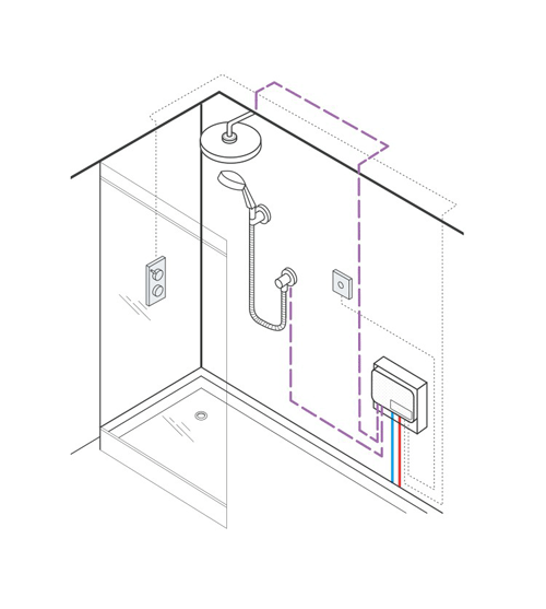 Technical image of Crosswater Belgravia Digital Digital Shower Valve & Remote (L-Head, HP).