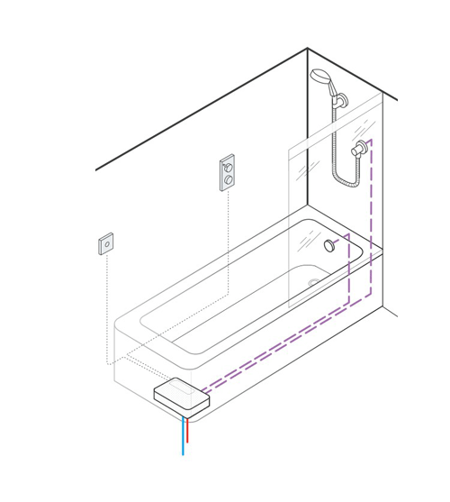 Technical image of Crosswater Belgravia Digital Digital Shower Valve Pack 25 (L-Head, HP).