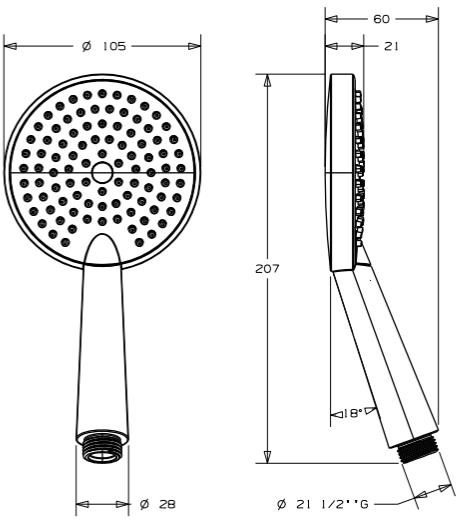 Technical image of Crosswater Ethos Premium Shower Kit 4 (Chrome).