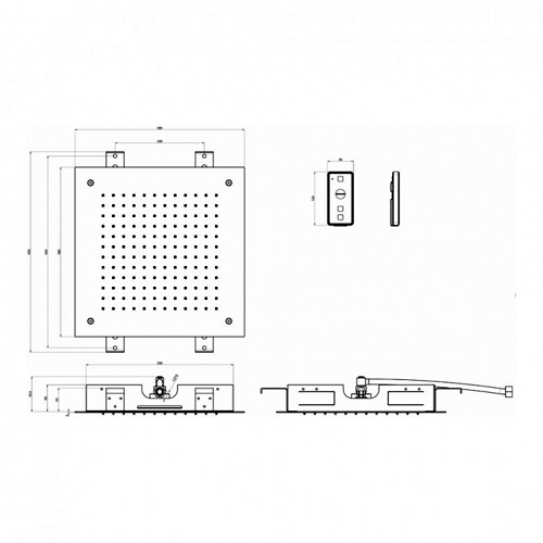 Technical image of Crosswater Illuminated Ceiling Mounted Square LED Shower Head 380x380mm.