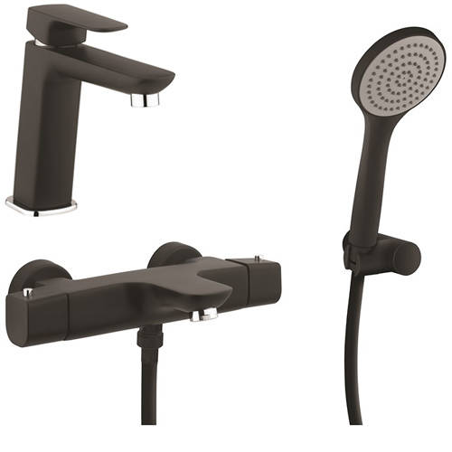 Larger image of Crosswater North Basin & Wall Mounted BSM Tap Pack & Kit (Matt Black).